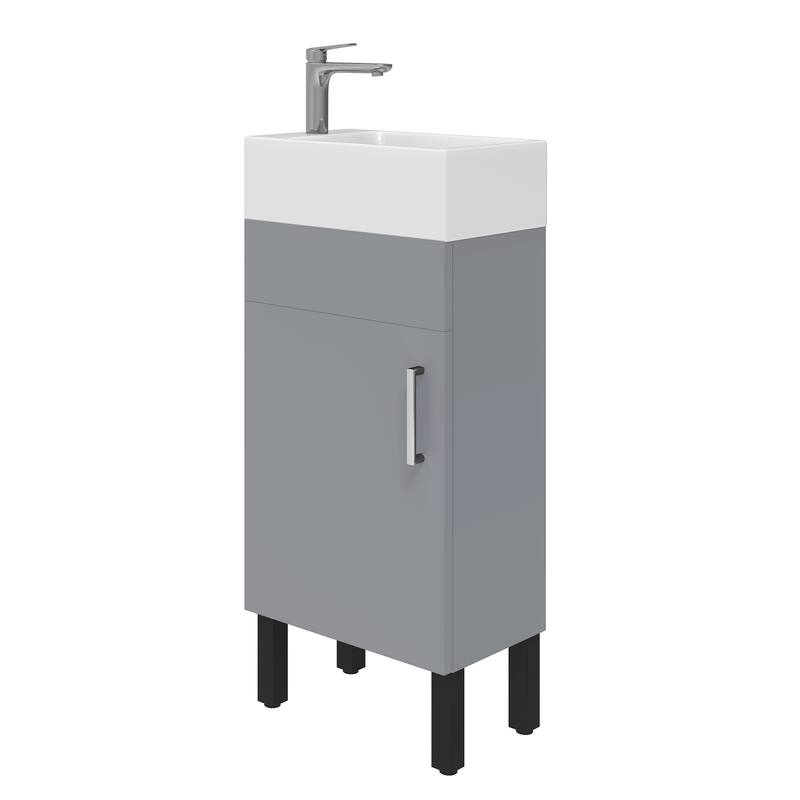 Moasis 15.7 Inch Freestanding Bathroom Vanity with Cabinet Storage and Modern Design