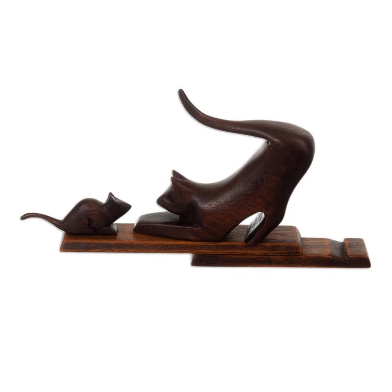 Novica Handmade Helping Buddies Wood Phone Holder