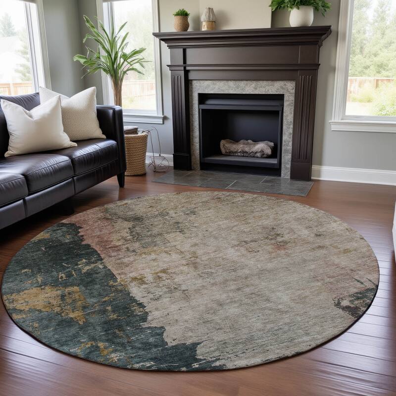 Premium Washable Super Soft Modern Giselle Mayfield Rug - Taupe - 8' x 8'