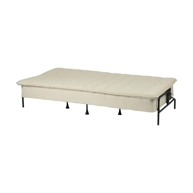 Homy Casa Modern Convertible Sofa Bed, Beige Futon Couch with Metal Frame