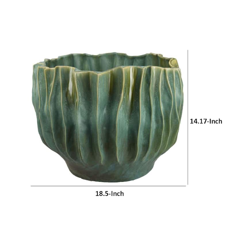 Esam Decorative Planter, Textured Ceramic Body, 19 Inch Dark Blue