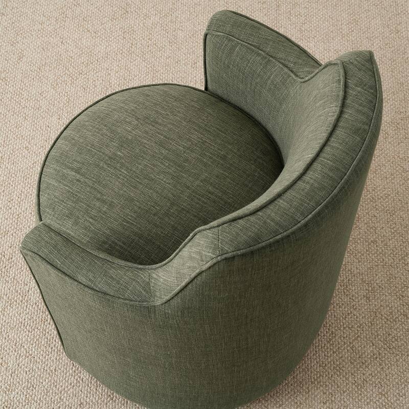 Modern Upholstered Swivel Accent Chair with Curved Barrel Back