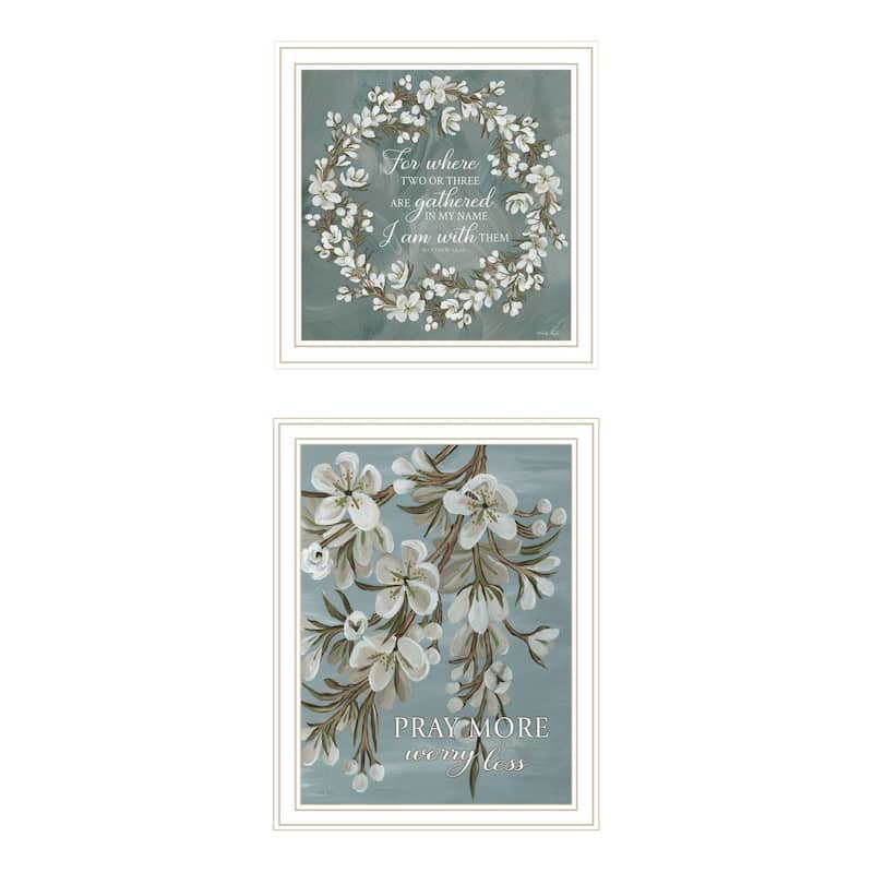 Trendy Decor 4U "Pray More, Worry Less" Printed Framed Wall Art by Cindy Jacobs - White - 14 x 18