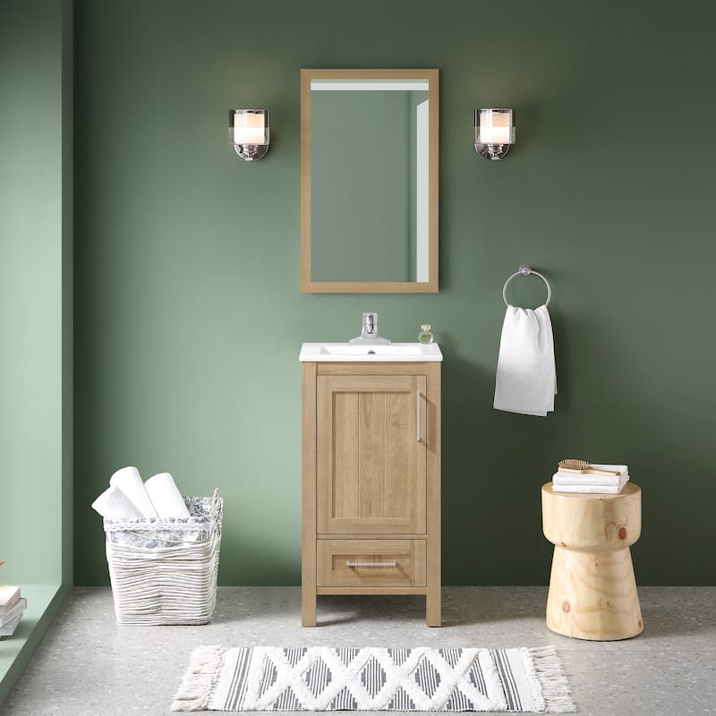 Ove Decors Kansas 18" Bathroom Vanity Top and Backslplash, White Oak