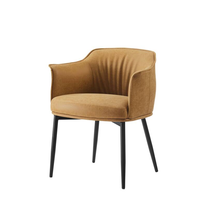 25" Camel And Black Faux Leather Distressed Arm Chair - 25.2' X '29.72' X '22.05