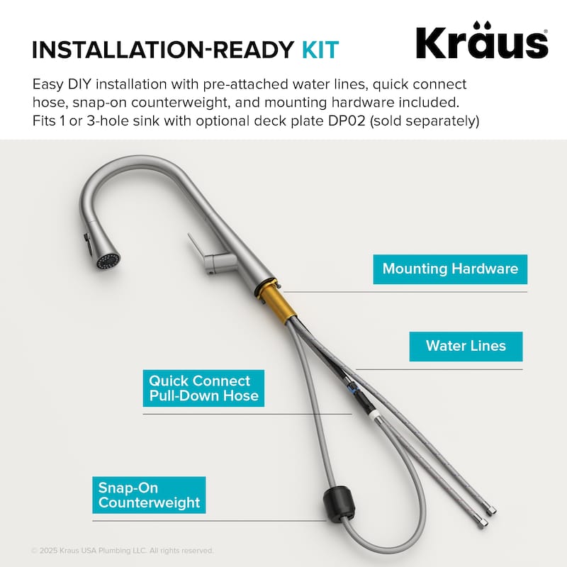 KRAUS Odelia 4-Function Single Handle Pull Down Kitchen Faucet