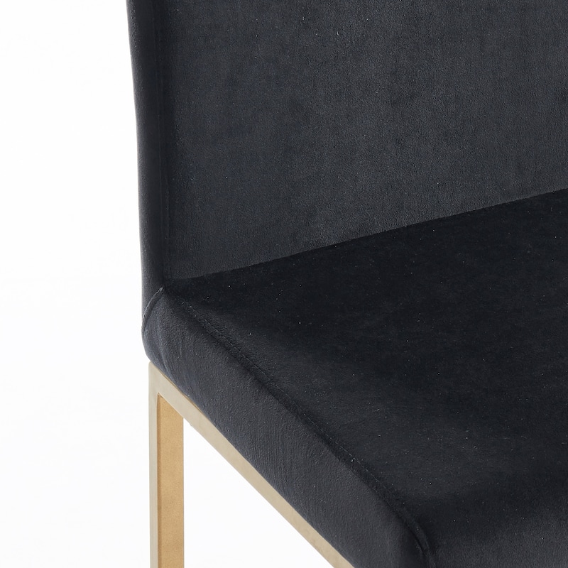 Set of 2 Black and Gold Contemporary Upholstery Counter Chairs 37.5"
