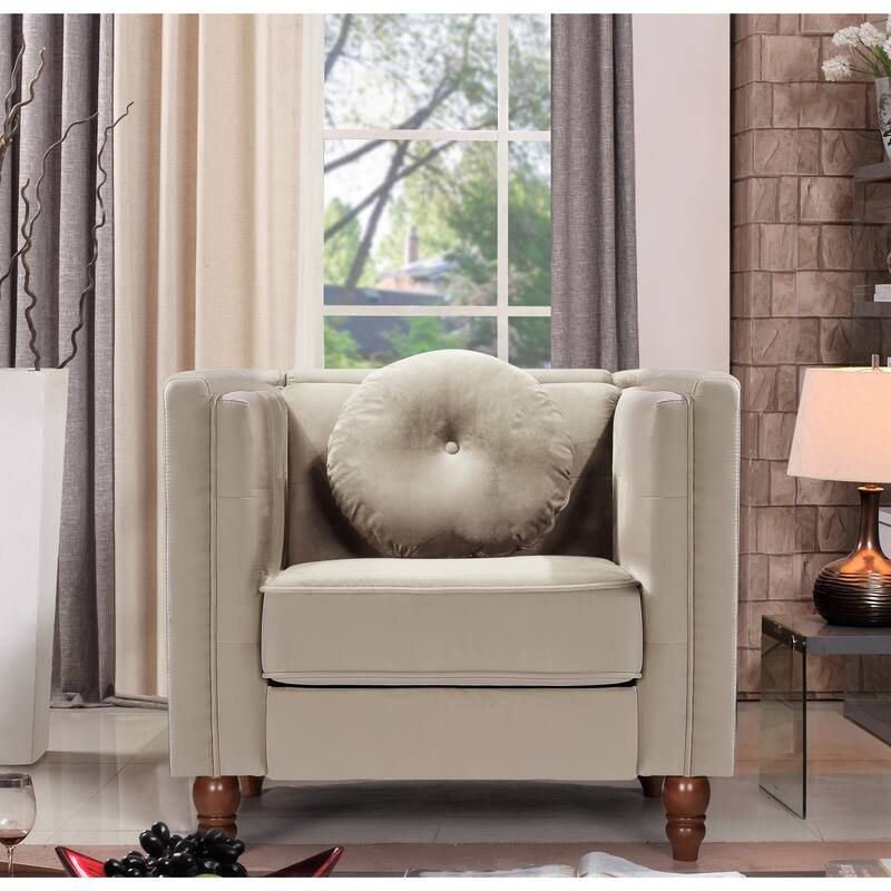 Roberta Velvet Armchair - Ivory