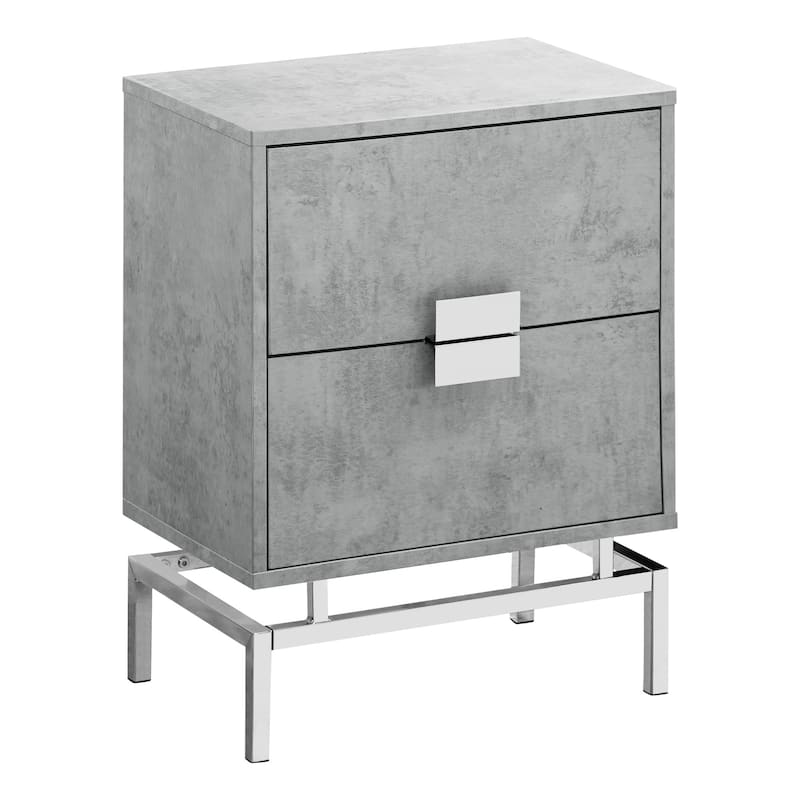 Contemporary 2-Drawer End Table Metal Base Wood Top Nightstand for Bedroom or Living Room - 18.25”L x 12.75”W x 23.5”H