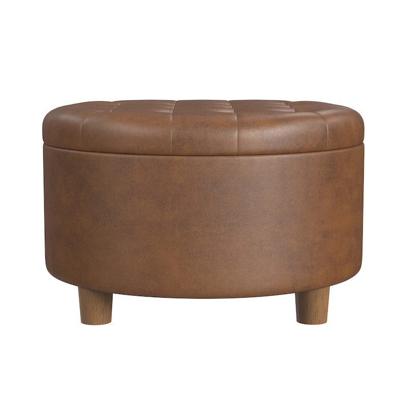 HomePop Button Tufted Round Storage Ottoman