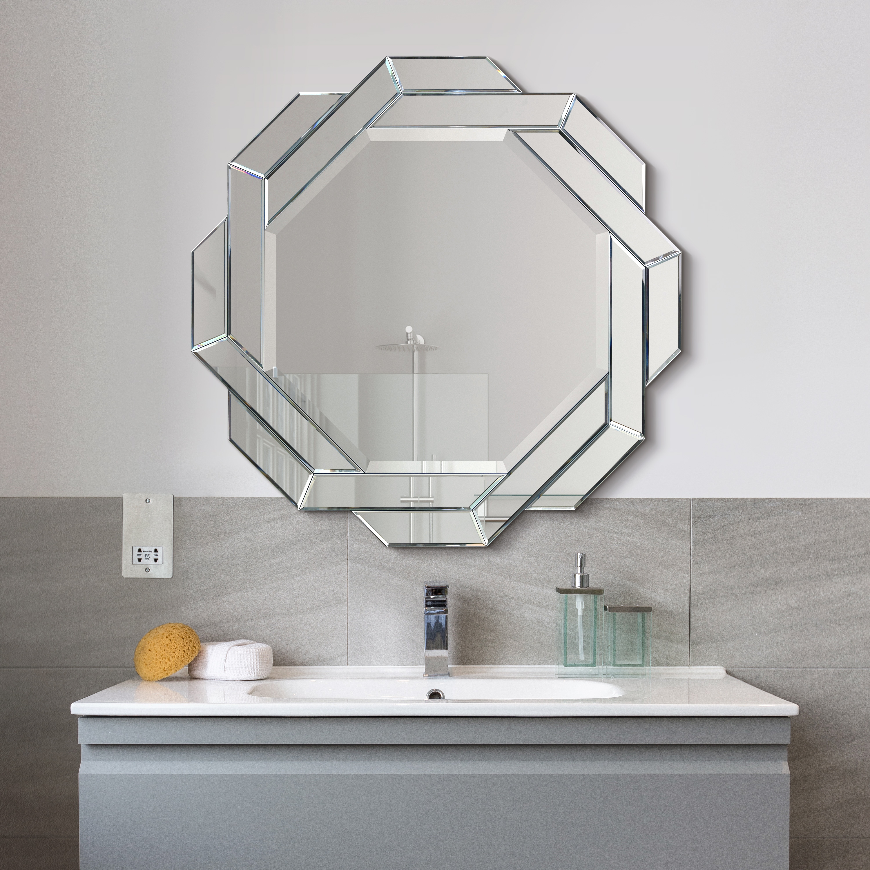 Round beveled mirror cheap