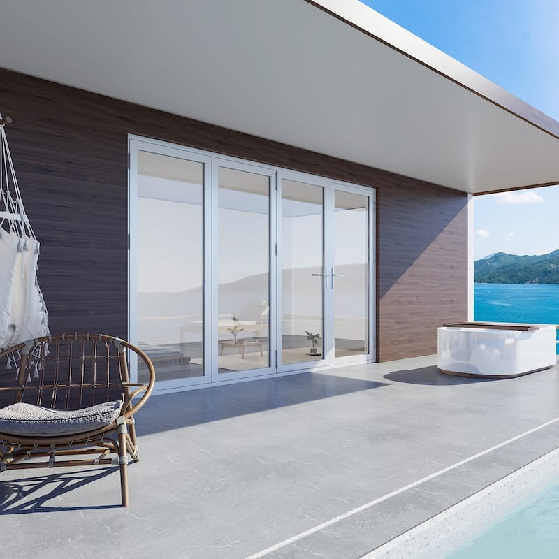 KaMic 120" x 96" 4-Panel Aluminum Patio Folding Door Right to Left-Outswing