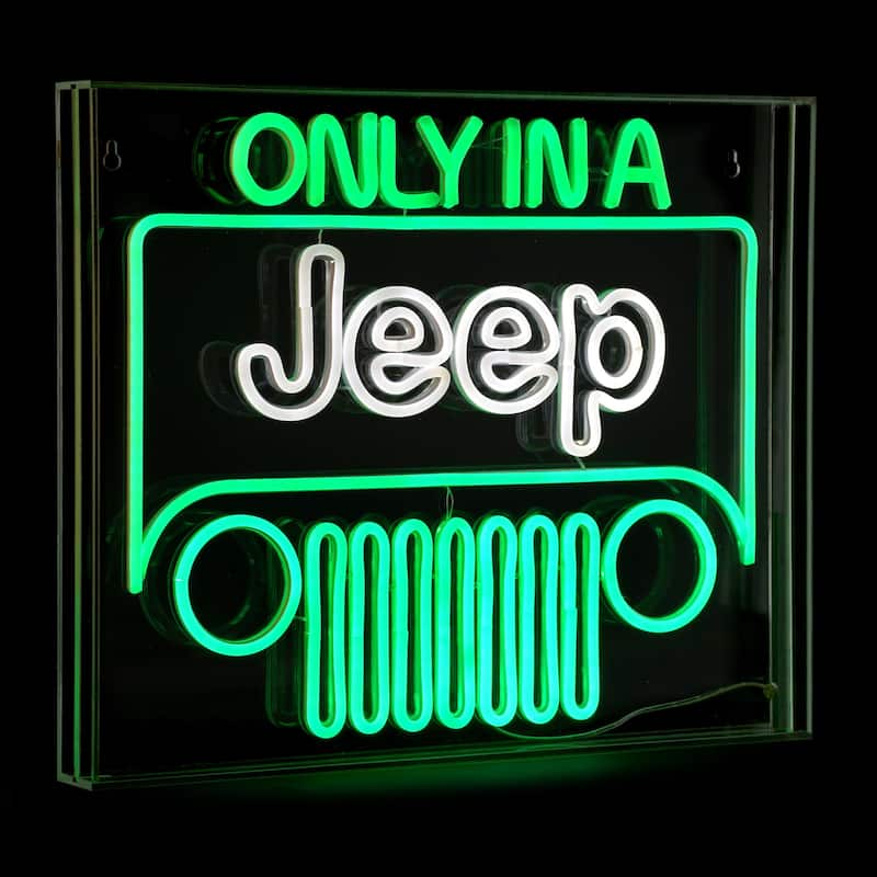 Licensed Only In A Jeep Acrylic LED Wall Decor Sign - 20" x 16" - 20" x 16" - 20" x 16" - Green