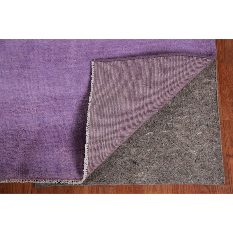 Hand Knotted Oriental 100% Wool Carpet Modern Solid Purples Gabbeh Area Rug - 11' 2'' X 8' 1''