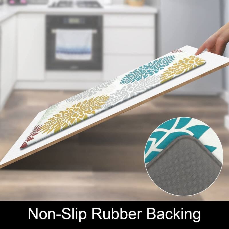 Anti Fatigue Kitchen Rug Sets 2 Piece Non Slip Kitchen Mats - 17.3"x48"+17.3"x28"-0.4"Th
