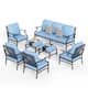MAISON ARTS 6/7-Piece Patio Conversation Sets, Sofa Set with 2/4 x Single Chairs, 1 x 3-seater Sofa and Coffee Table/Ottomans