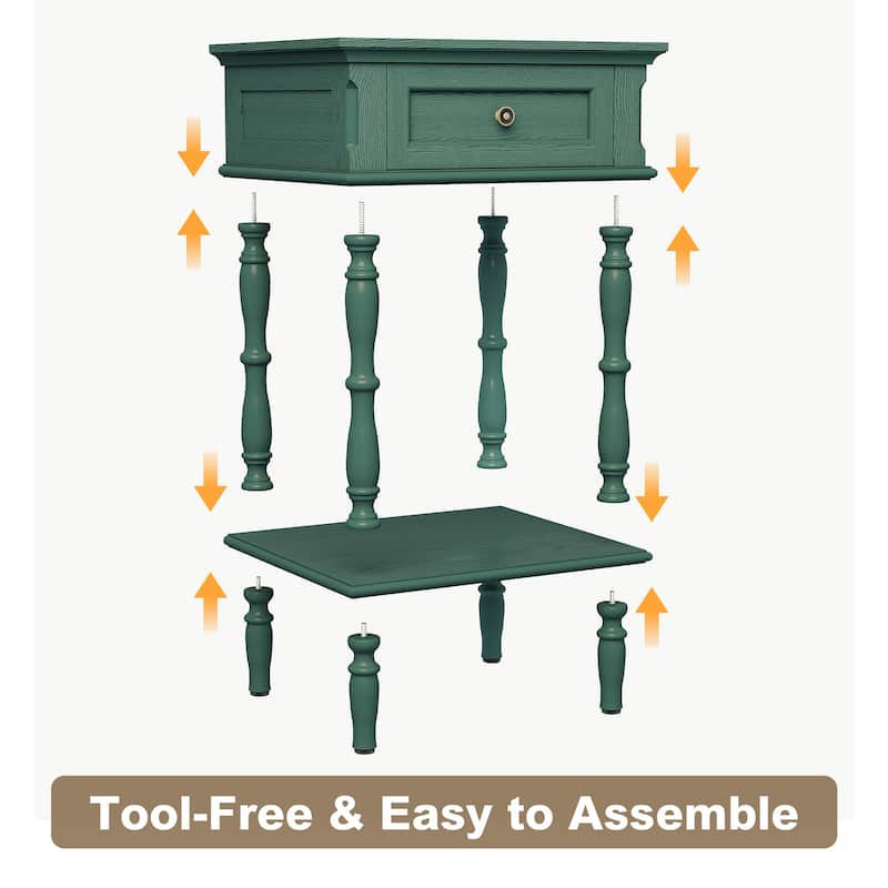 Nightstand with Built-in Charging Outlets, Minimal Assembly Needed