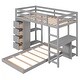 preview thumbnail 8 of 6, Twin over Twin Bed with Drawers and Shelves,Clean-lined Guard Rails, and a Built-in Ladder.