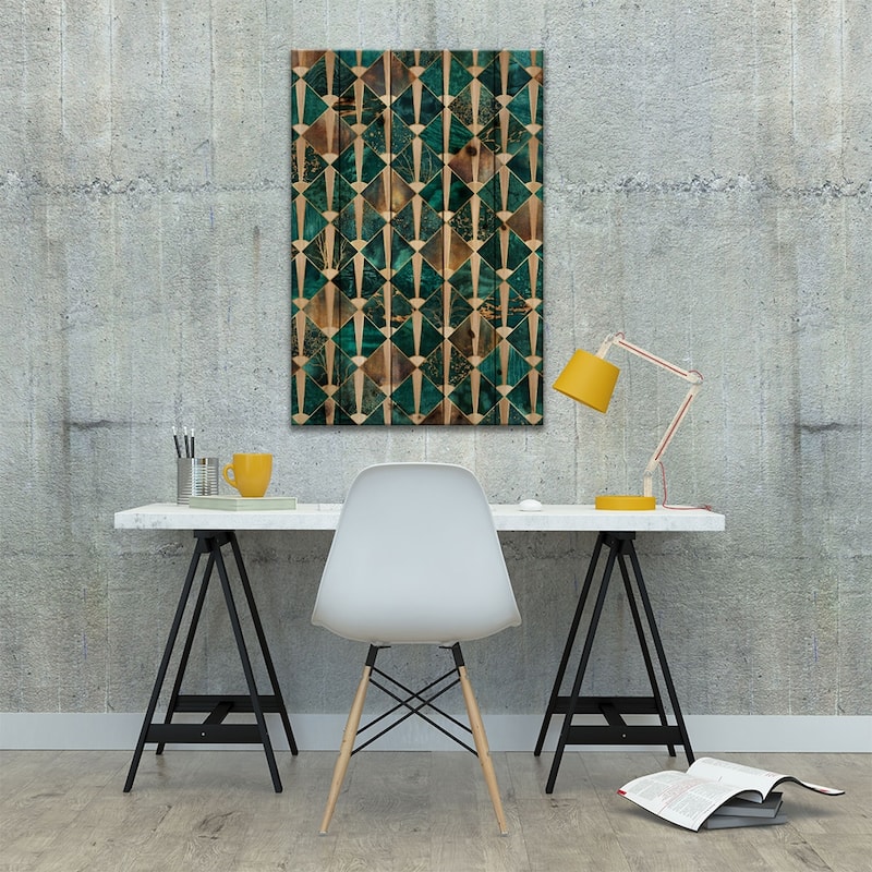 Art Deco Tiles I Print On Wood by Elisabeth Fredriksson - Multi-Color