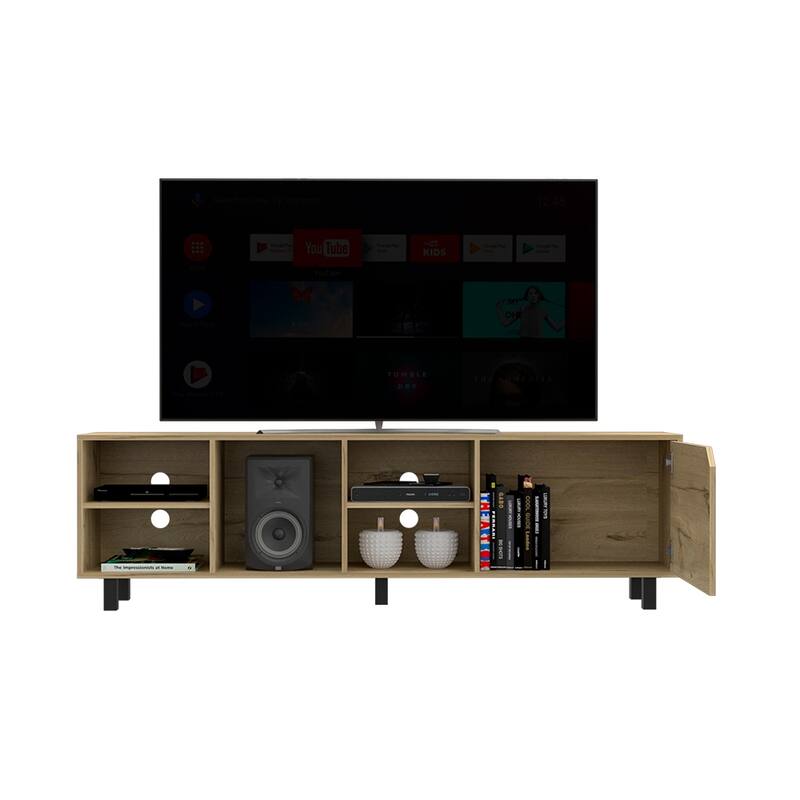TV Stand for TV´s up 70", Four Open Shelves, Light Oak Finish