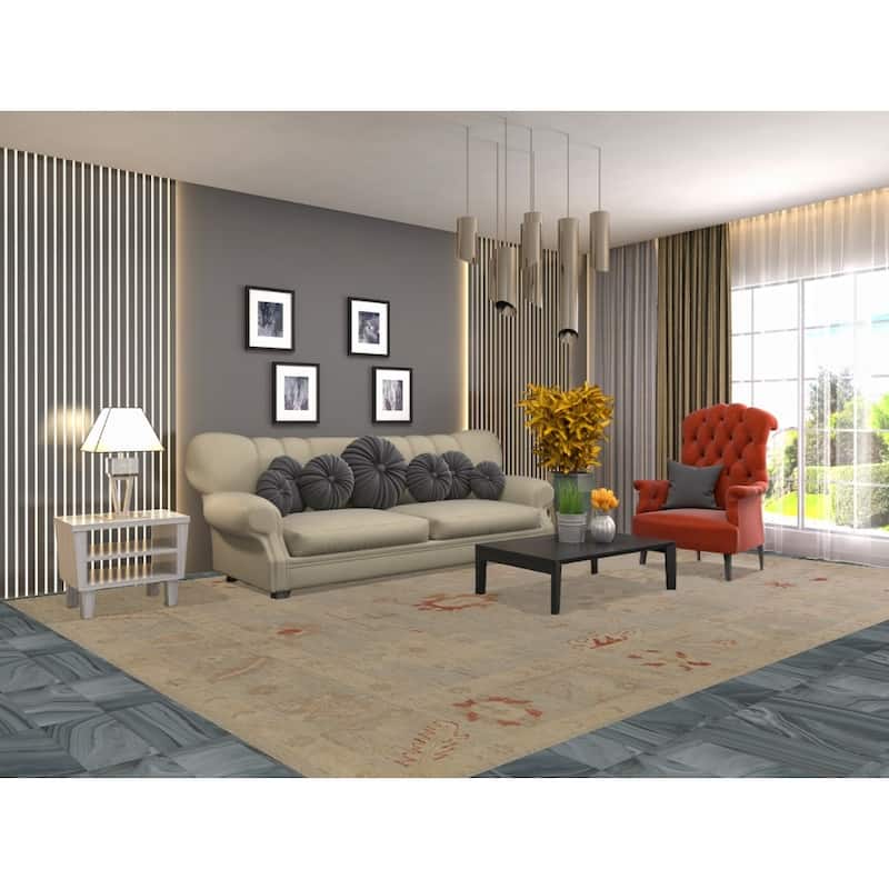 Vegetable Dye Oushak Turkish Area Rug Handmade Wool Oriental Carpet - 8'11"x 12'10"