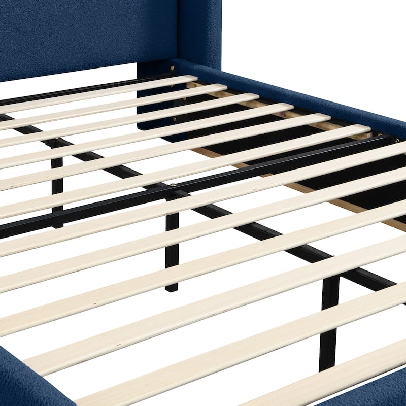 Christopher Knight Home - Valerian Boucle Upholstered Platform Bed with Double-Pillow Headboard