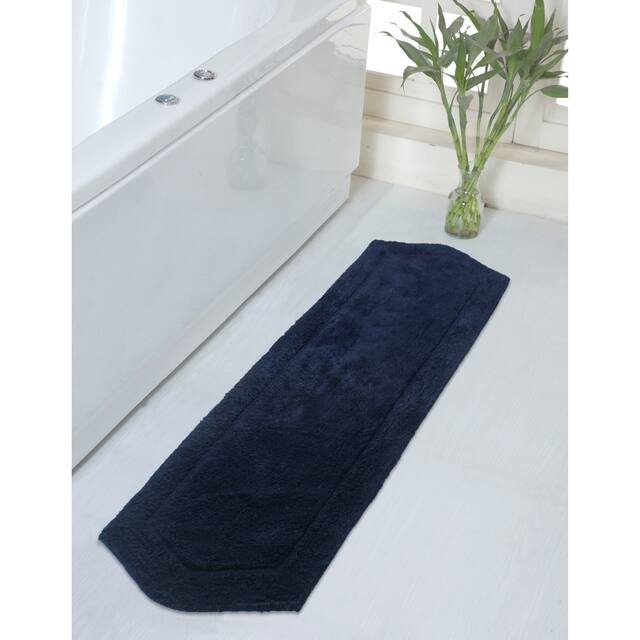 Home Weavers Waterford Collection Absorbent Cotton Machine Washable and Dry Runner Rug - Navy