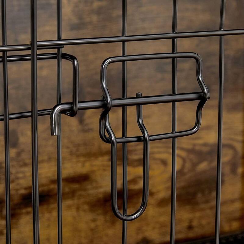 Wooden Dog Crate with Removable Tray, Indoor Pet Crate End Table