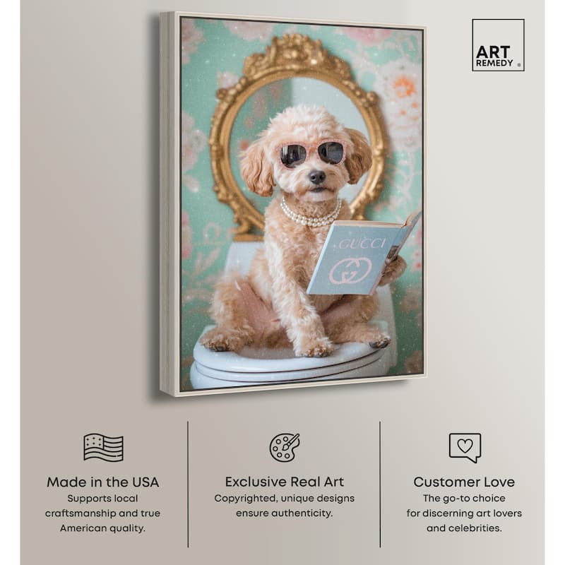 Goldendoodle Toilet Time Canvas by Art Remedy