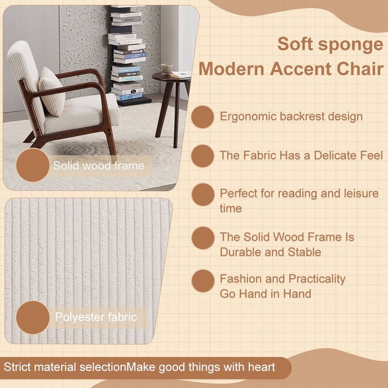 Mid-Century Modern Accent Chair & Coffee Table Set, Vintage Luxury Style, Leisure Chair & coffee table