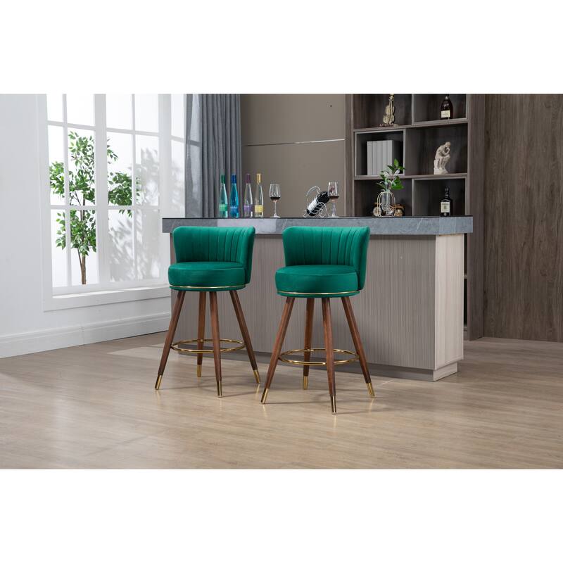 Counter Height Bar Stools Set of 2 for Kitchen Counter Solid Wood Legs