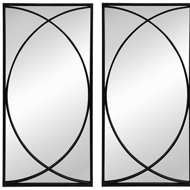 HomeRoots Set of Three Black Iron Framed Accent Mirror - 15.7' X '31.9' X '0.7