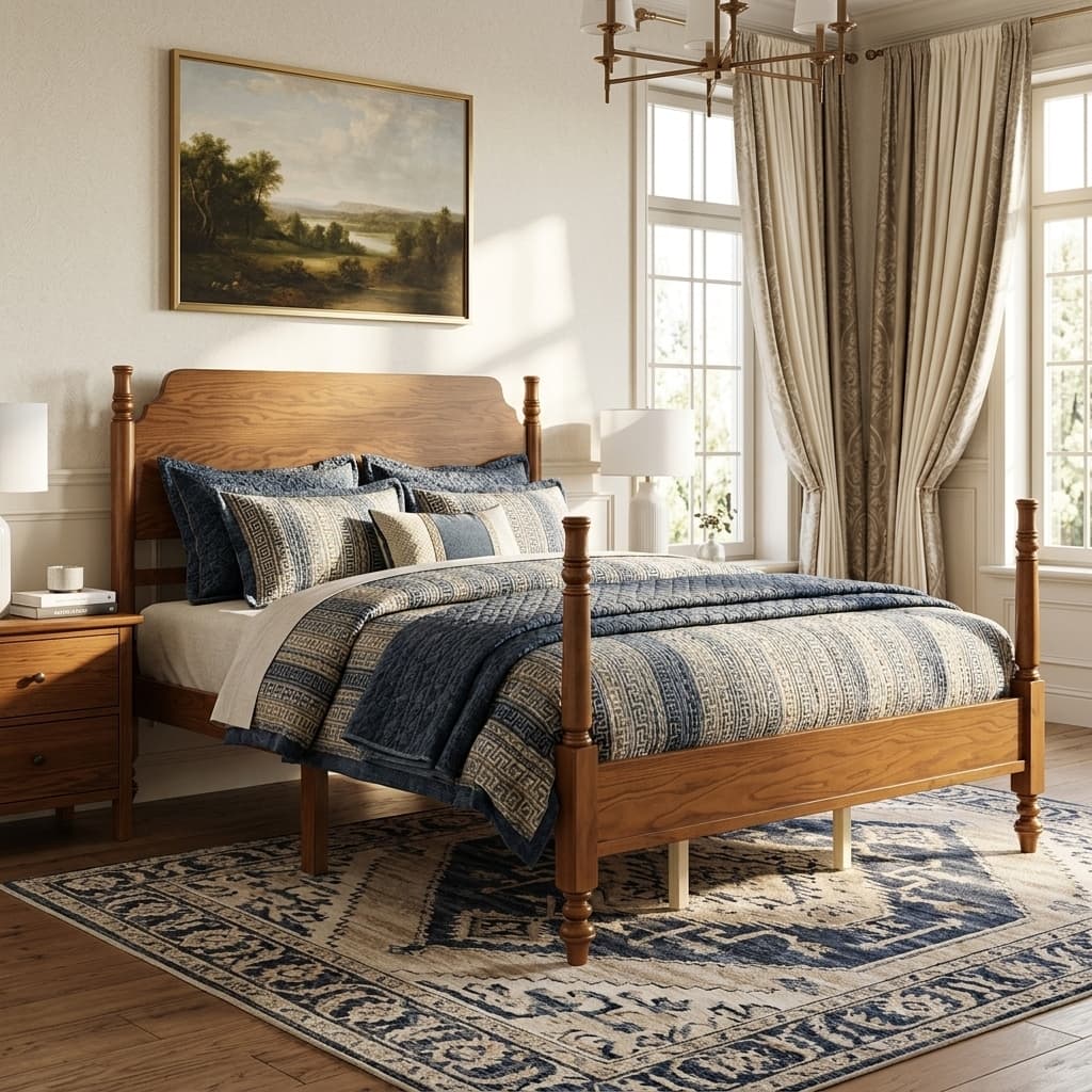 Spindle Post Bed Frame with Curved Wood Headboard by Harper&Bright Designs