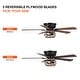 preview thumbnail 5 of 17, 48" Antique Wooden 5-Blade Black Flush Mount Ceiling Fan with Light