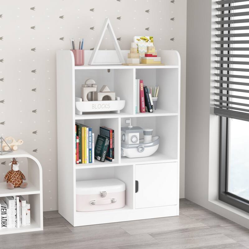 Anmytek White 6 Compartment Kids Bookcase Freestanding Cube Organizer Shelves