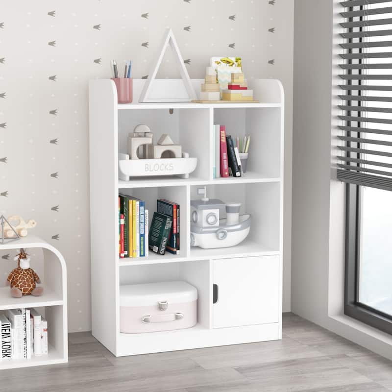 Kids Bookcase, Bookshelf with 6 Compartments, Freestanding Shelves and Cube Organizer