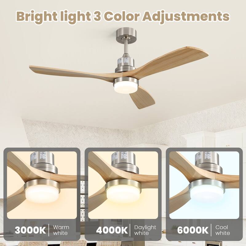 52 Inch Ceiling Fan with Smart Dimmable LED Lighting