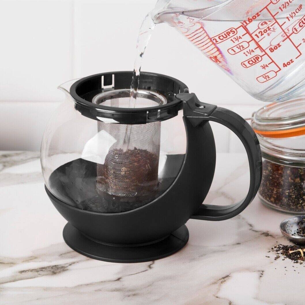 25oz Tempered Glass Teapot with Stainless Steel Infuser Bed Bath