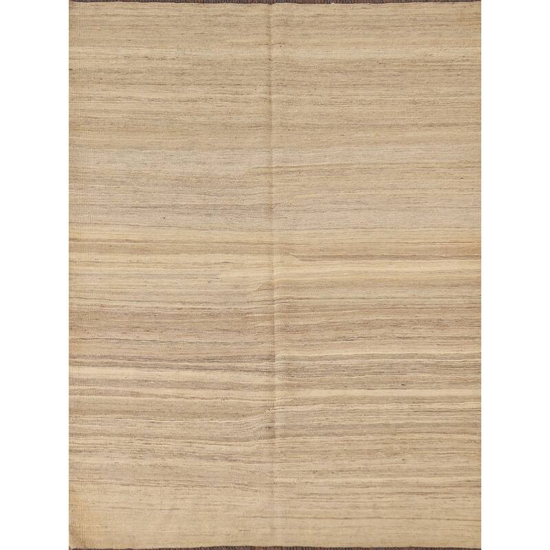 Kilim Earth Tone Modern Area Rug Hand-woven Wool Carpet - 5'1"x 6'10"