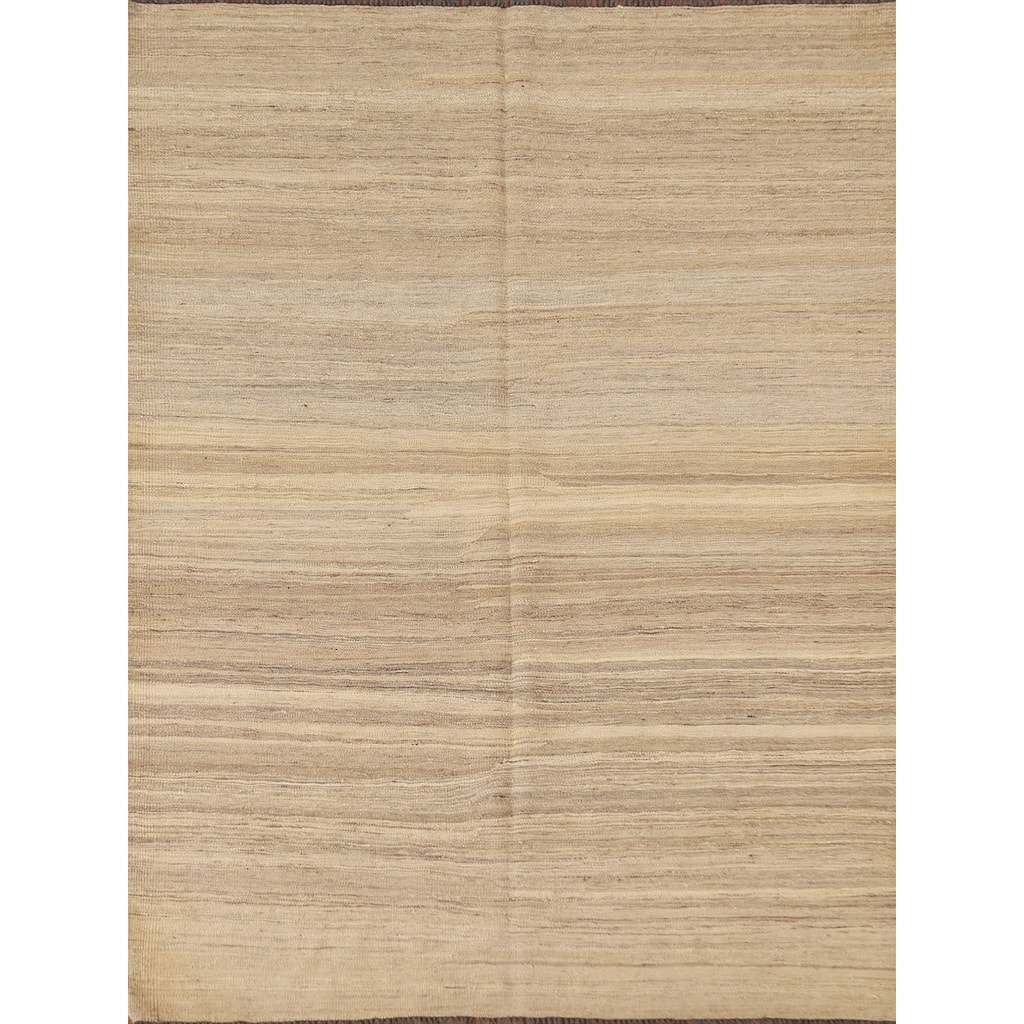 Kilim Earth Tone Modern Area Rug Hand-woven Wool Carpet - 5'1"x 6'10"