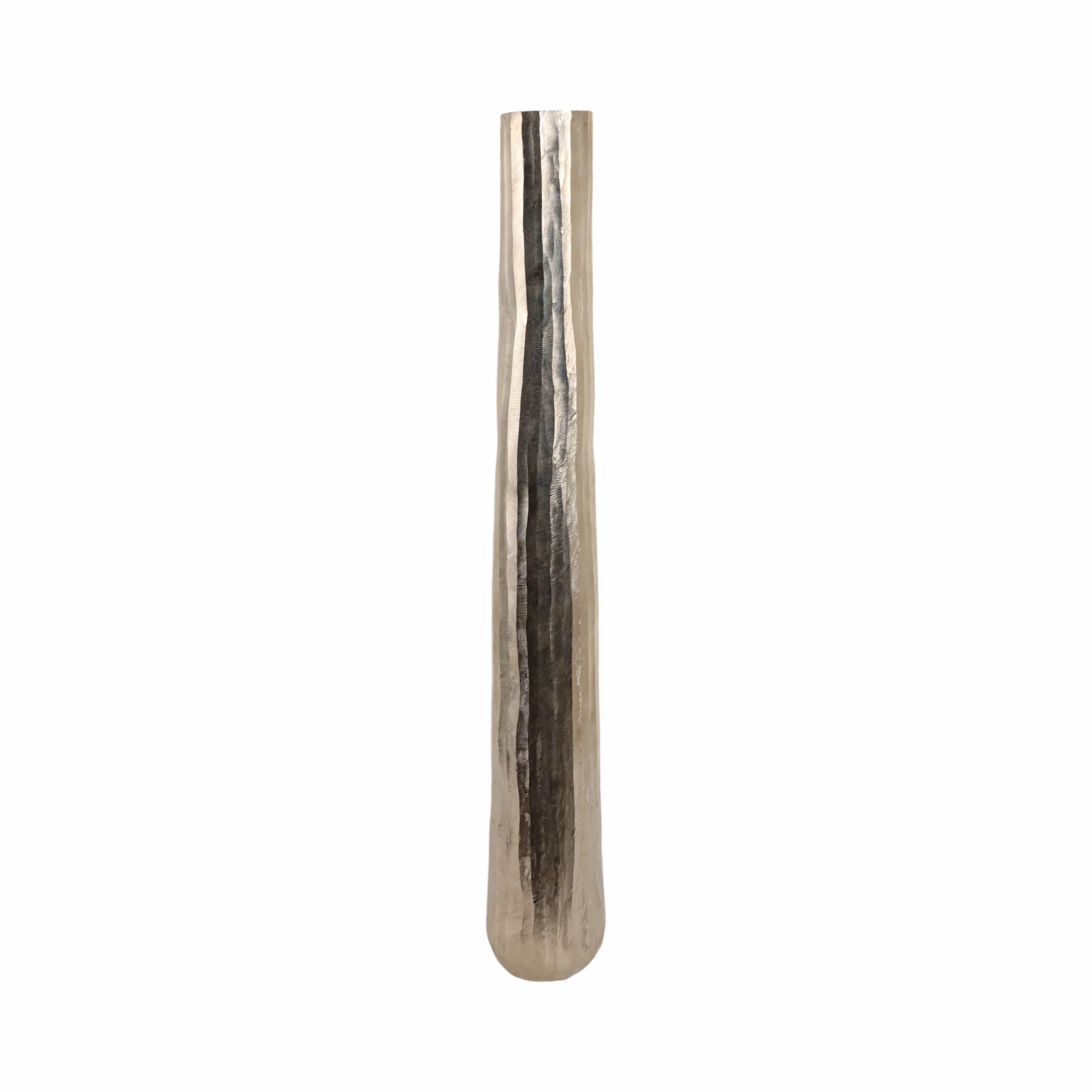 Sagebrook Rounded Etched Metal Floor Vase, Silver