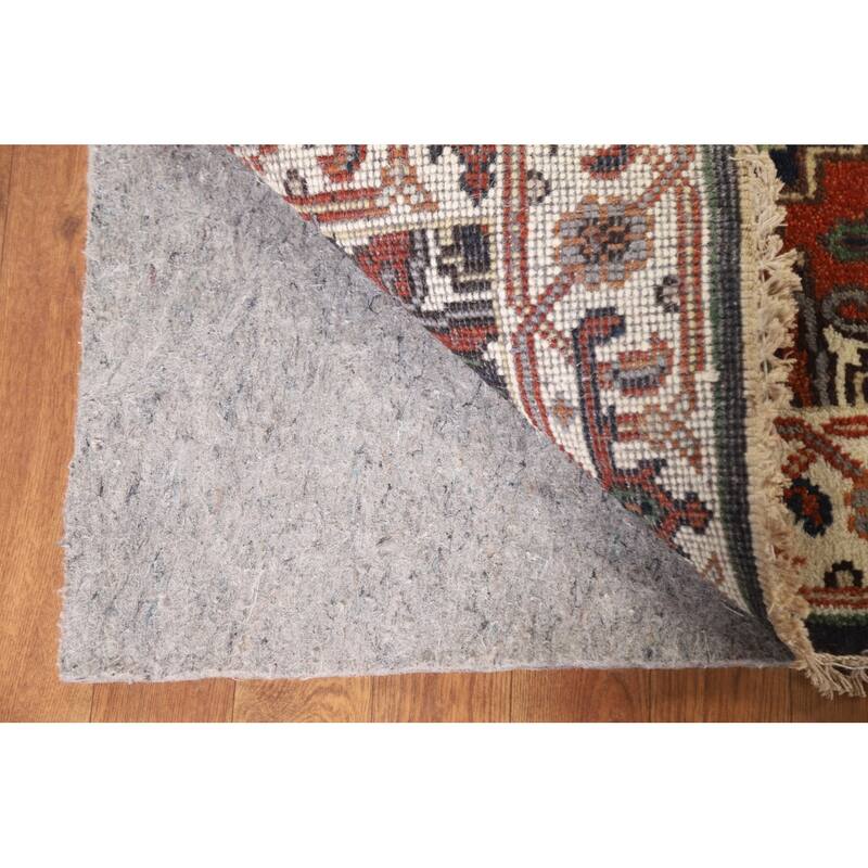 Hand Knotted Oriental 100% Wool Carpet Traditional Medallion Navy Blue & Blues Heriz (serapi) Area Rug - 3' 0'' X 2' 0''