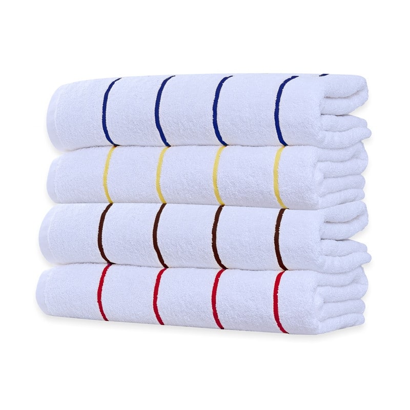 Pure Cotton Beach Towel Cabana Striped by Ample Decor- Set of 4 - 30 X 68 Inch - Multicolor