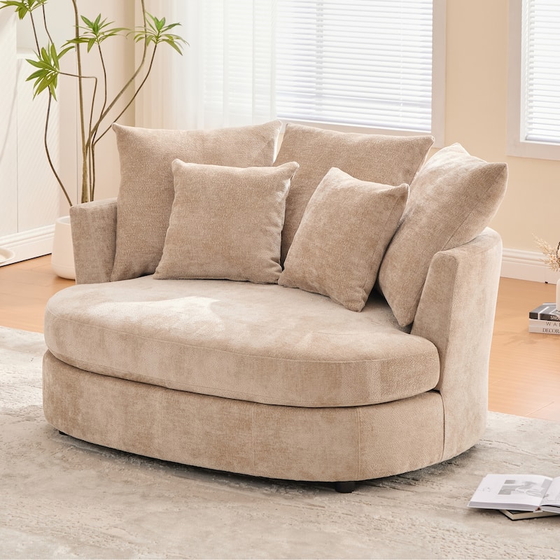 55.1" W Accent Barrel Chair,Modern Oversized Sofa Chair with 5 Pillows