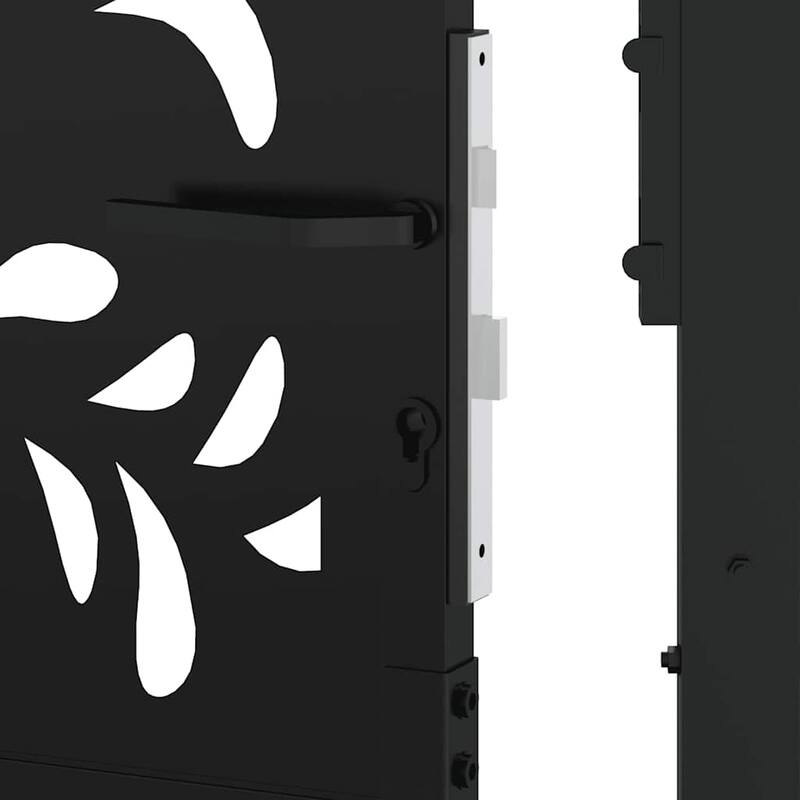 vidaXL Garden Gate Black Steel Leaf Design