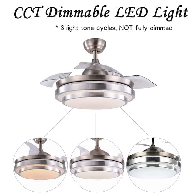 Contemporary Bladeless Ceiling Fan with Light and Remote, Retractable