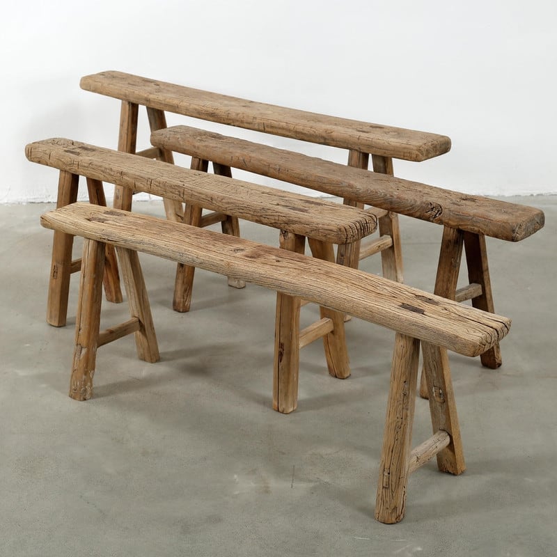 Vintage Noodle Bench Weathered Natural (size and finish vary)