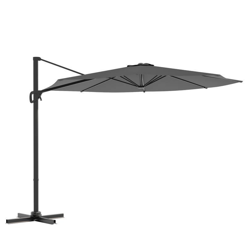 LIVOOSUN 10FT Round Cantilever Umbrella Patio Offset Umbrella For Outdoor Space, Solution-Dyed Fabric, 360° Rotation System