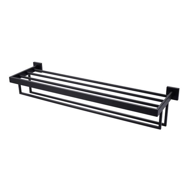 WOWOW 2-Tier Stainless Steel Bath Towel Rack - 32 in. - Matte Black