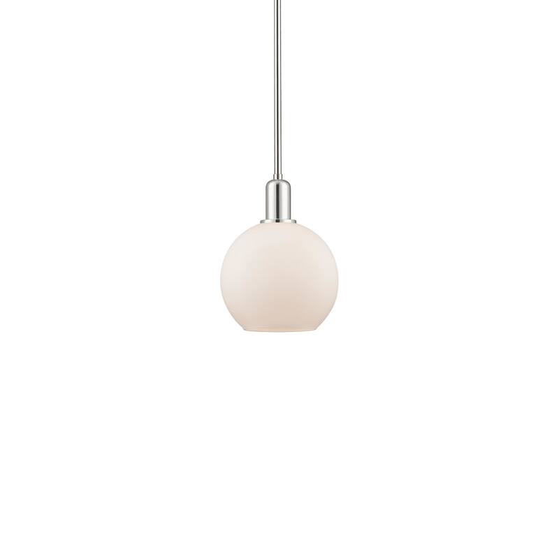 Innovations Lighting 716-1S-11-8 Athens Pendant Athens 8" Wide Mini - Polished Nickel / Matte White